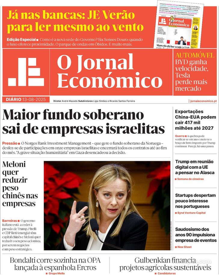 Capa Jornal Econmico - 2025-08-13