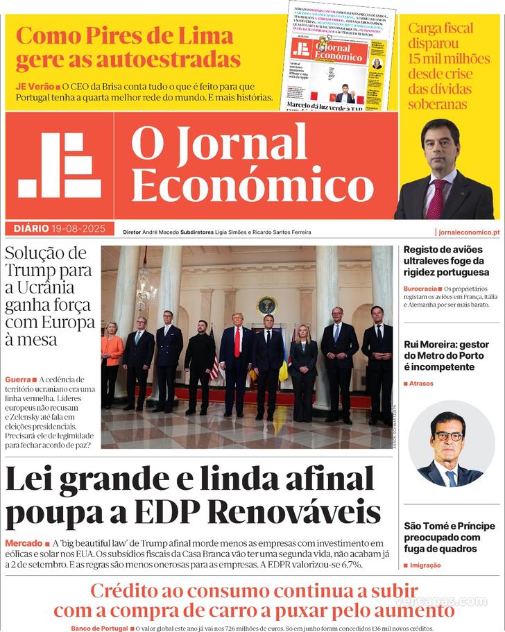 Capa Jornal Econmico - 2025-08-19