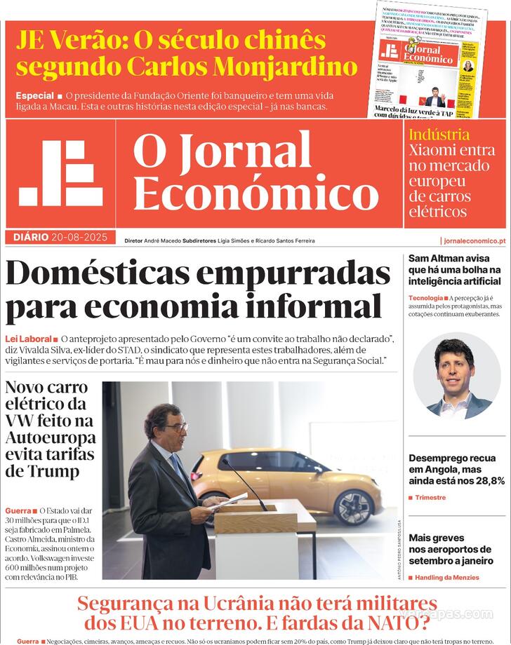 Capa Jornal Econmico - 2025-08-20