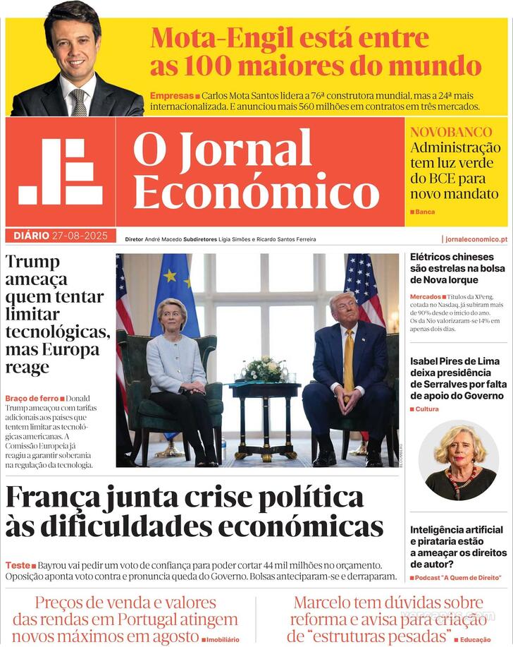 Capa Jornal Econmico - 2025-08-27