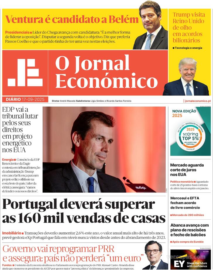 Jornal Económico Capa Jornal Económico 2025-09-17