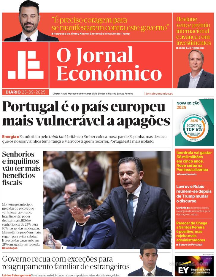 Capa Jornal Econmico - 2025-09-25