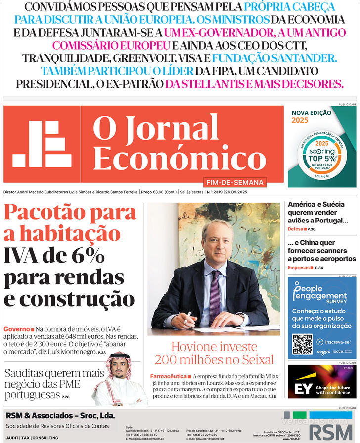 Capa Jornal Econmico - 2025-09-26