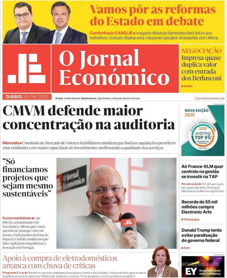 Capa Jornal Econmico - 2025-09-30