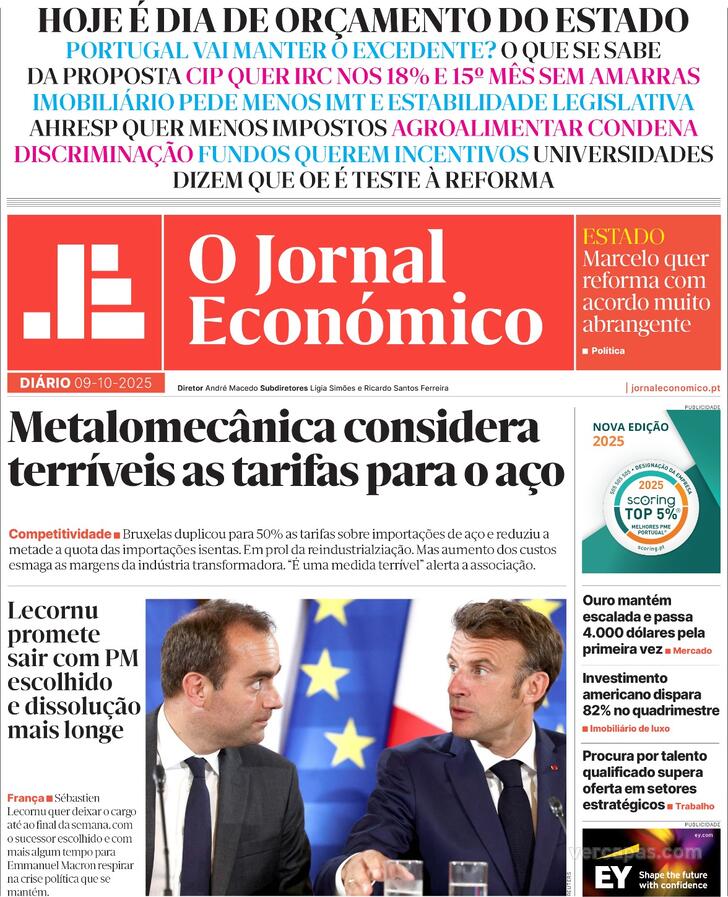 Capa Jornal Econmico - 2025-10-09