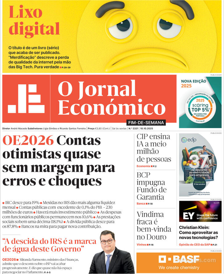 Capa Jornal Econmico - 2025-10-10