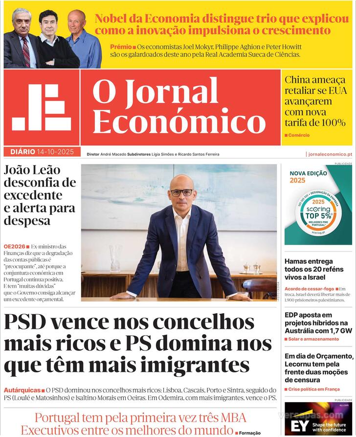 Capa Jornal Econmico - 2025-10-14