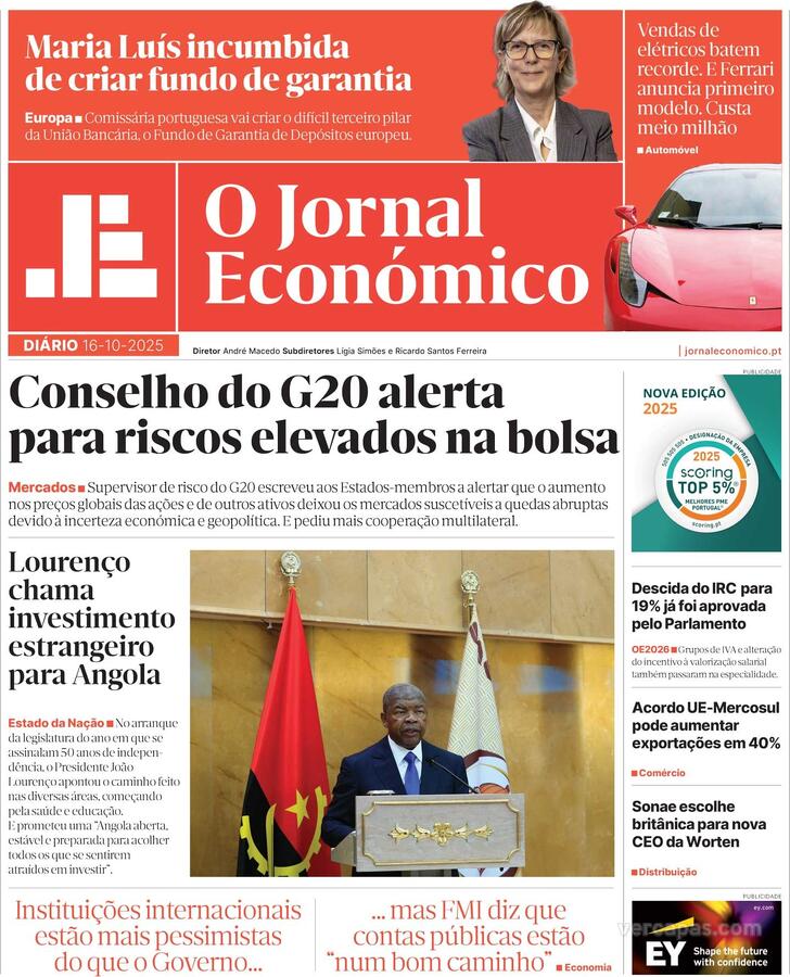 Capa Jornal Econmico - 2025-10-16