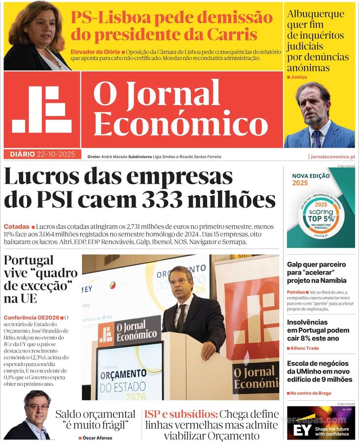 Capa Jornal Econmico - 2025-10-22