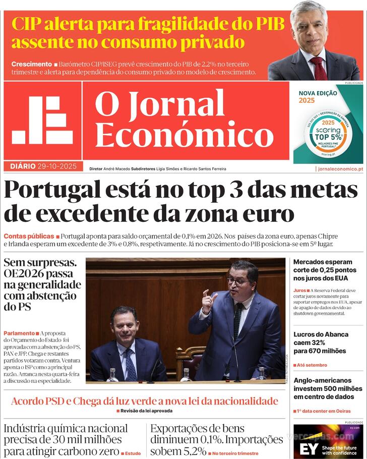 Capa Jornal Econmico - 2025-10-29