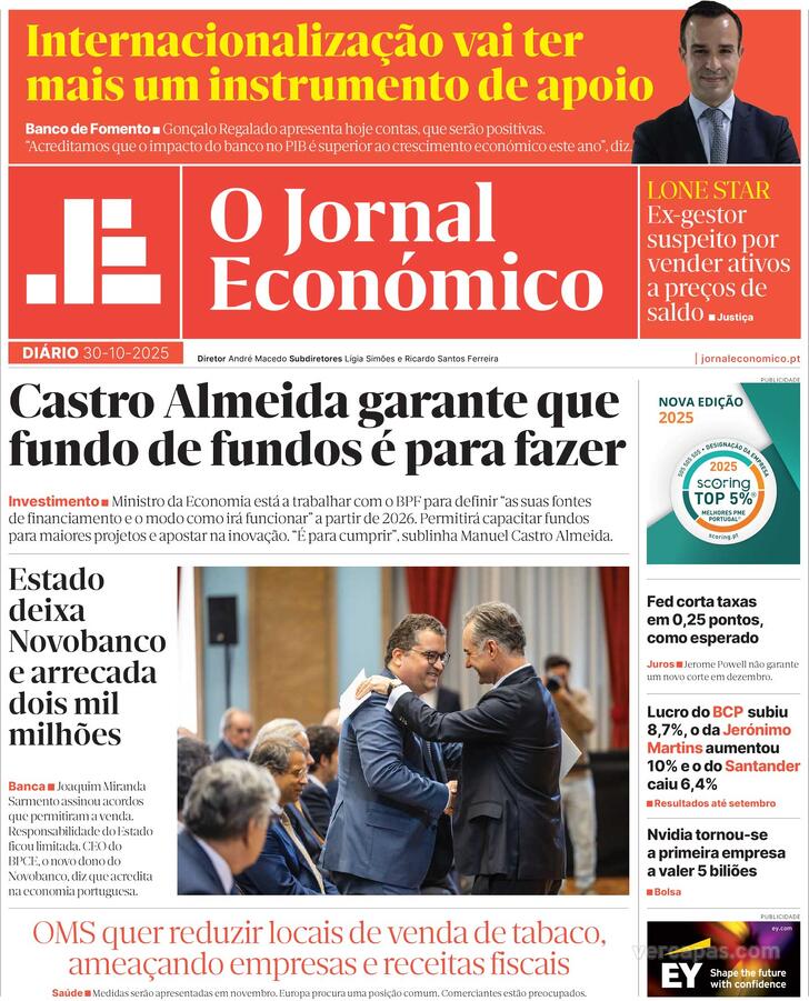Capa Jornal Econmico - 2025-10-30