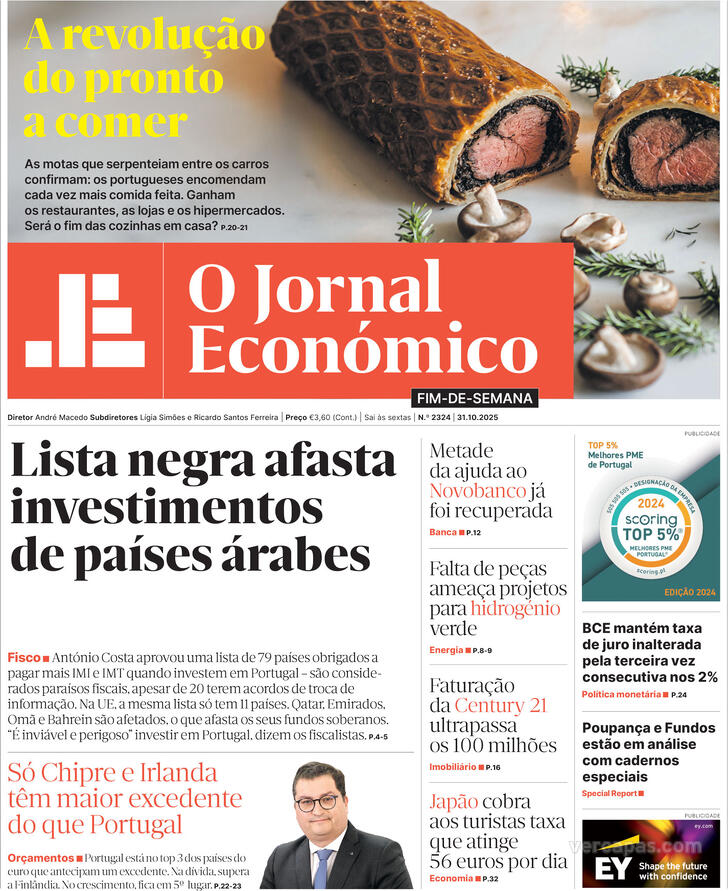 Capa Jornal Econmico - 2025-10-31