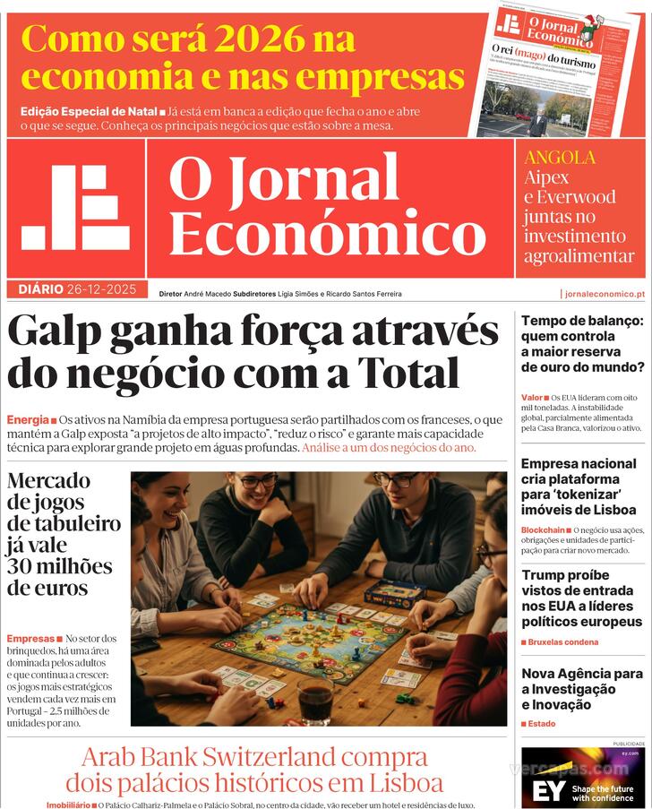 Capa Jornal Econ�mico - 2025-12-26