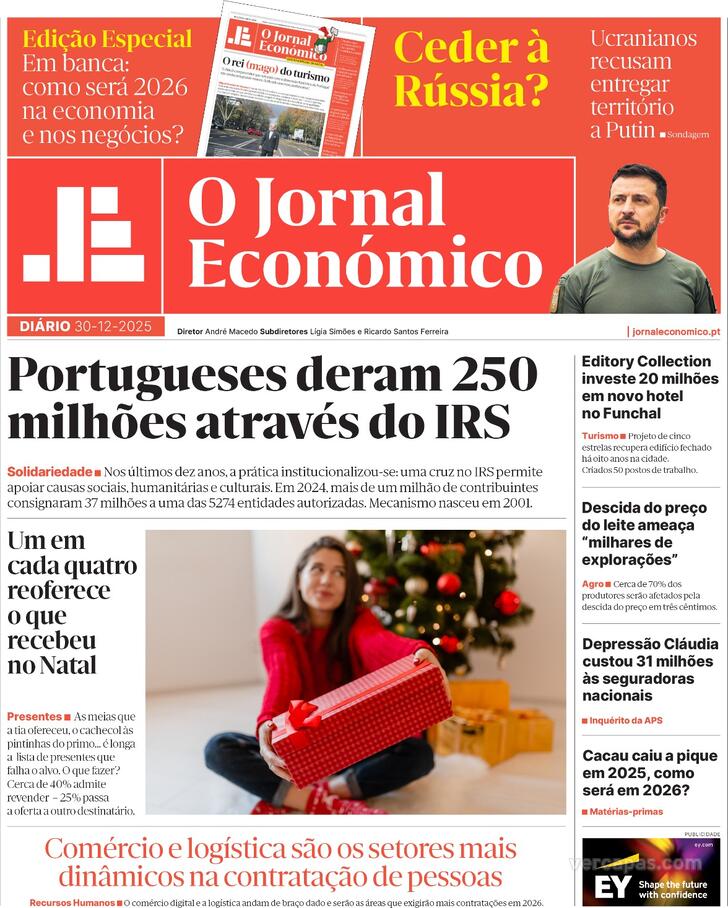 Capa Jornal Econ�mico - 2025-12-30