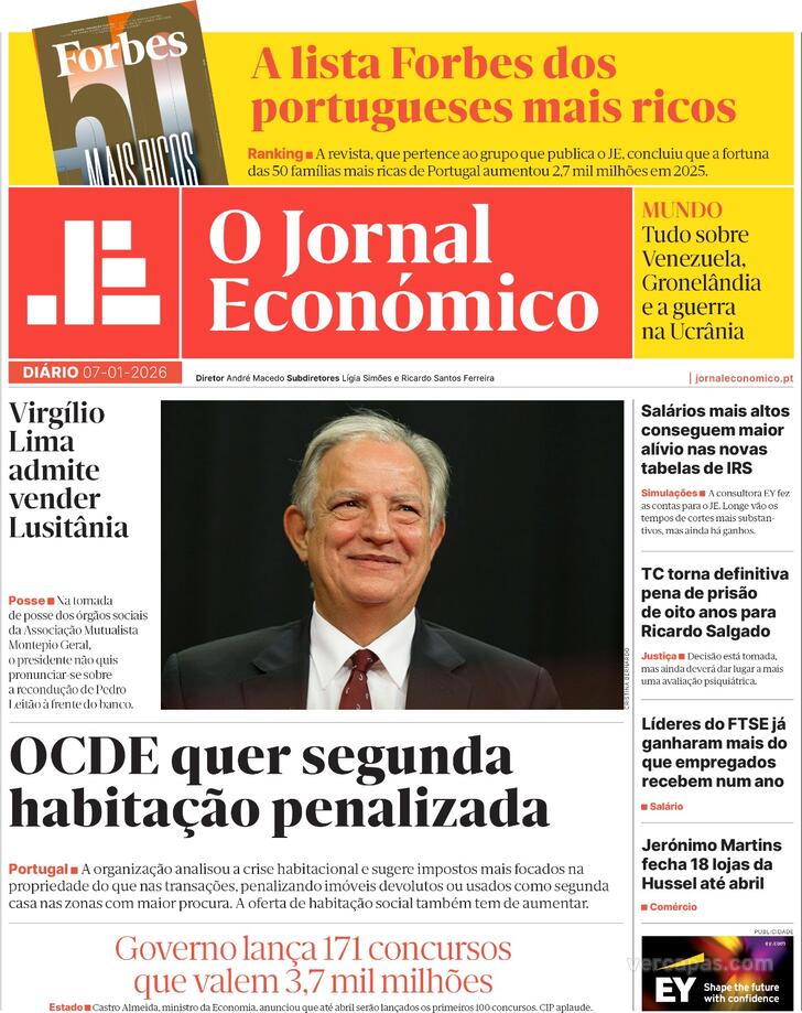 Capa Jornal Econ�mico - 2026-01-07