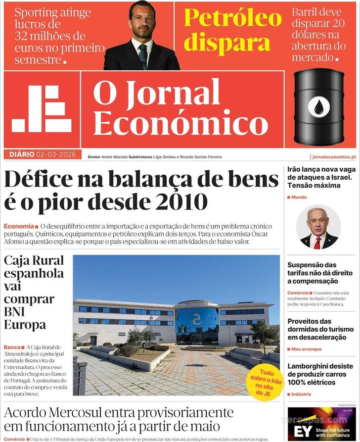 Capa Jornal Econ�mico - 2026-03-02