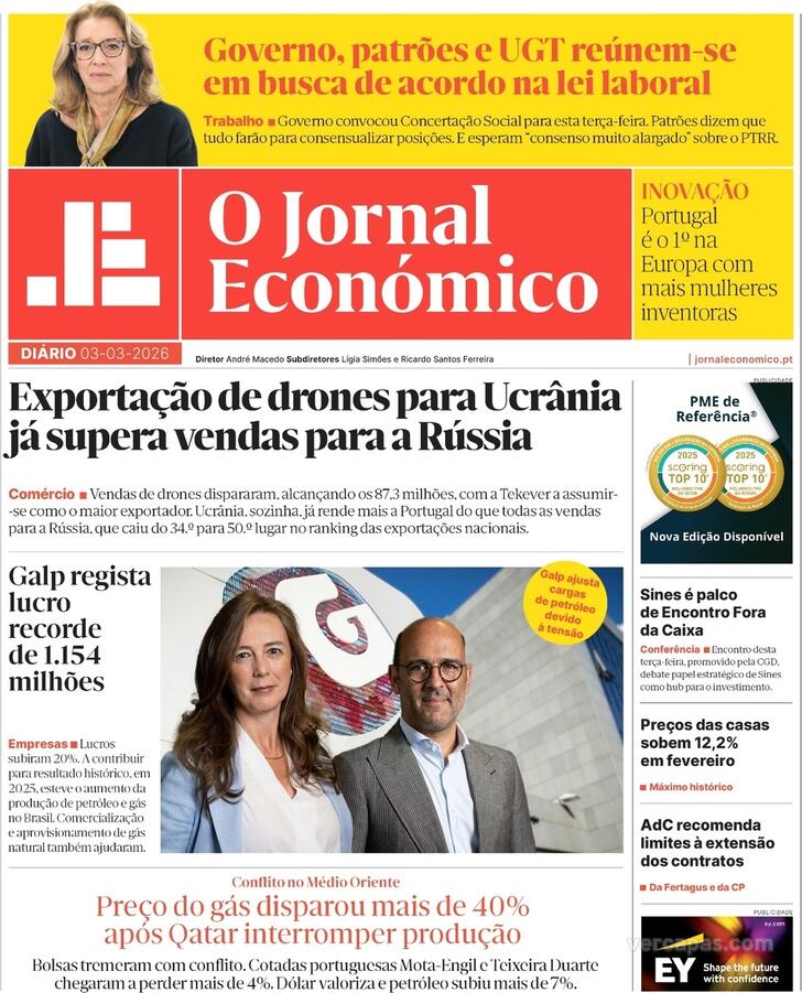 Capa Jornal Econ�mico - 2026-03-03