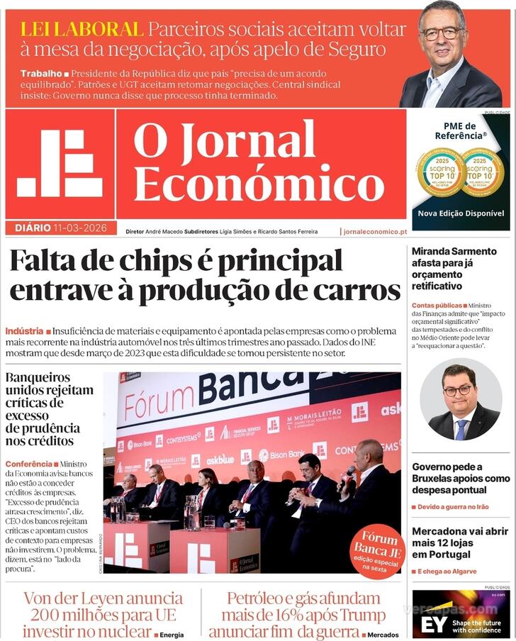 Capa Jornal Econ�mico - 2026-03-11