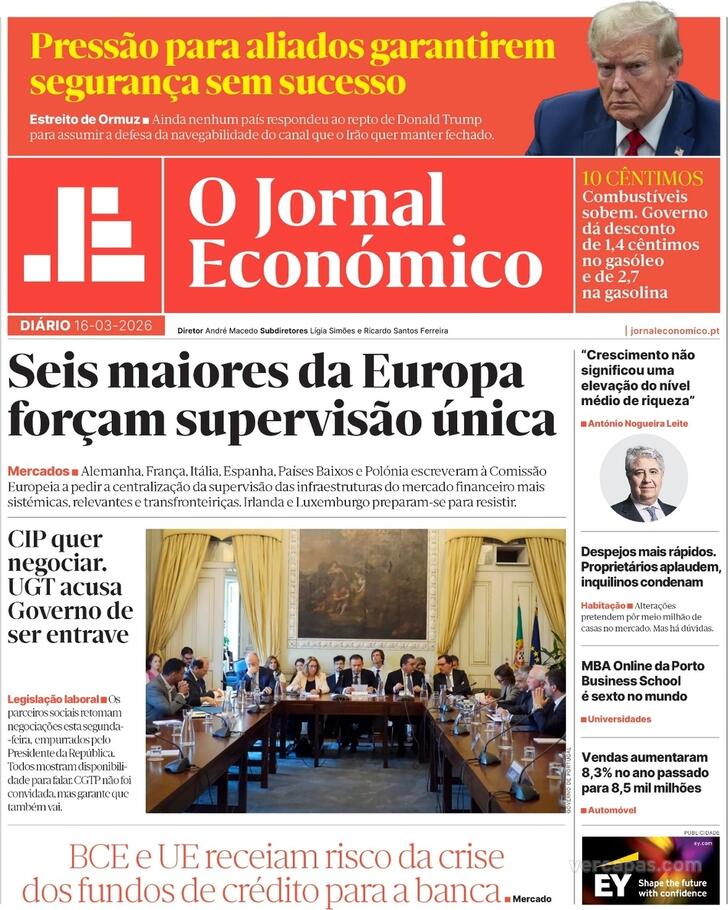 Capa Jornal Econ�mico - 2026-03-16