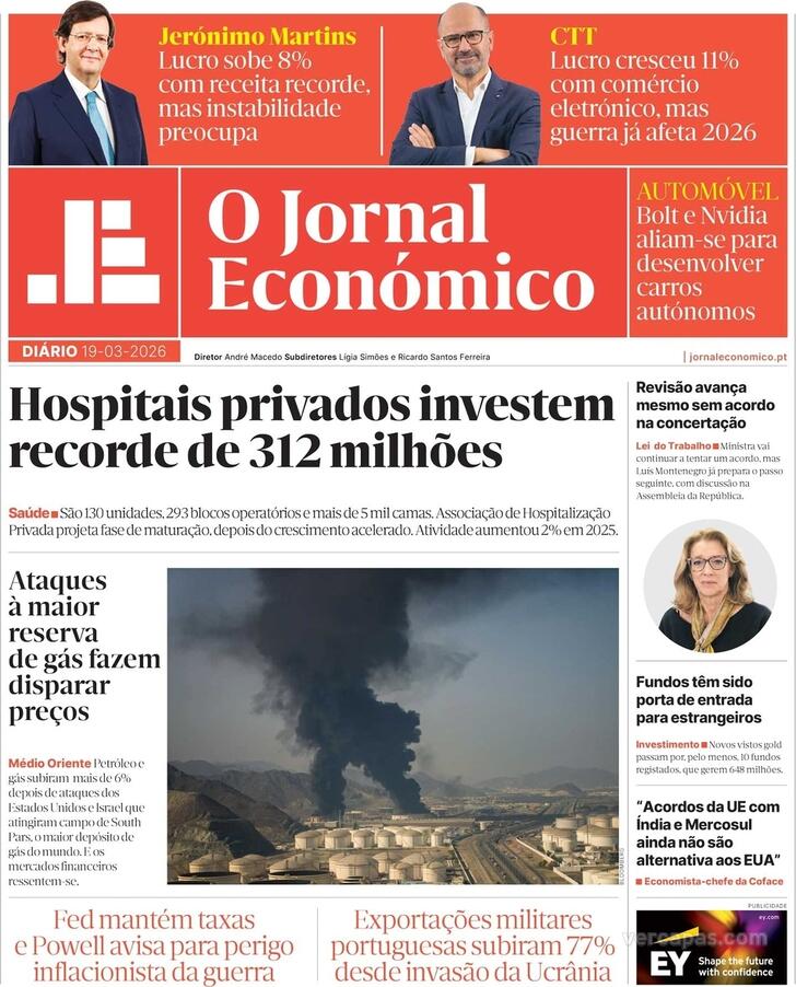 Capa Jornal Econ�mico - 2026-03-19