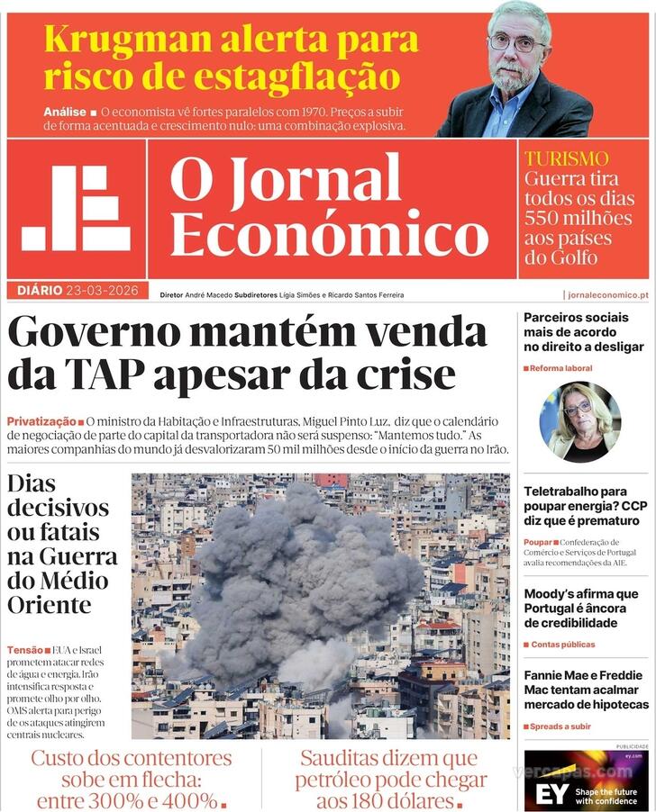 Capa Jornal Econ�mico - 2026-03-23