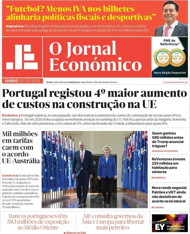 Capa Jornal Econ�mico - 2026-03-25