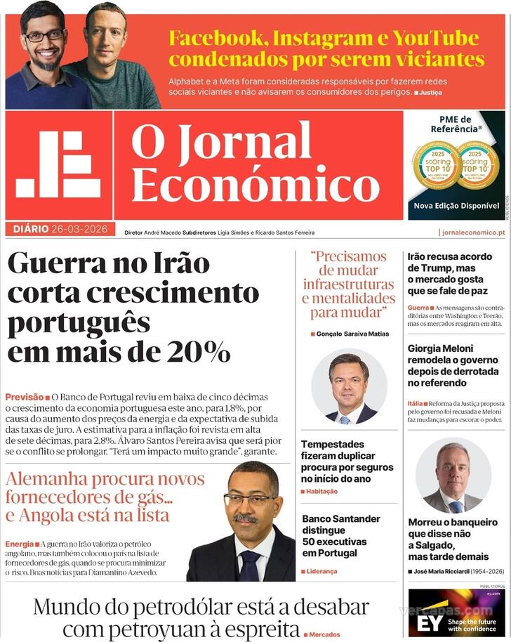 Capa Jornal Econ�mico - 2026-03-26