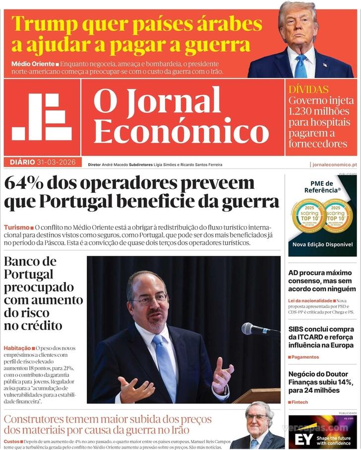 Capa Jornal Econ�mico - 2026-03-31