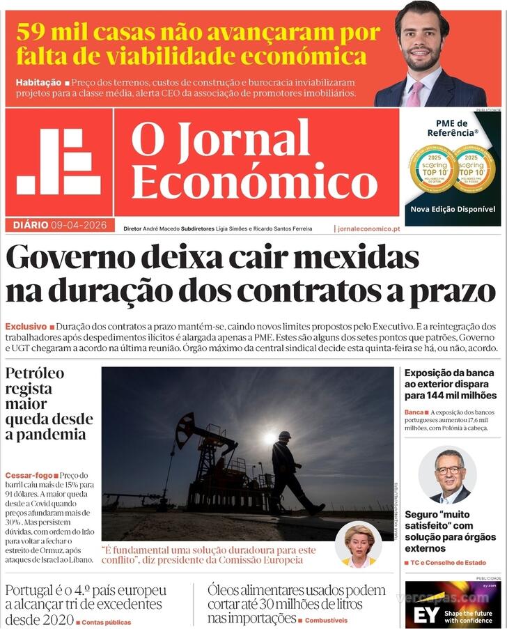 Capa Jornal Econ�mico - 2026-04-09
