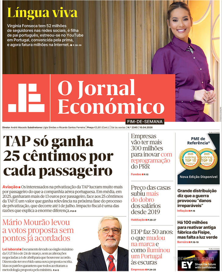 Capa Jornal Econ�mico - 2026-04-10