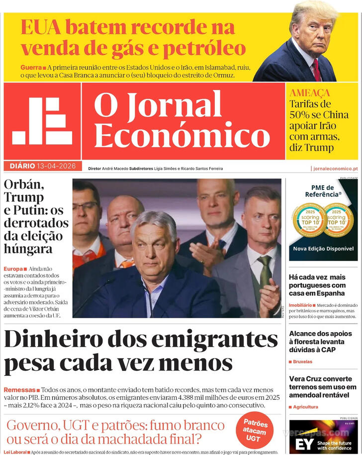 Capa Jornal Econ�mico - 2026-04-13
