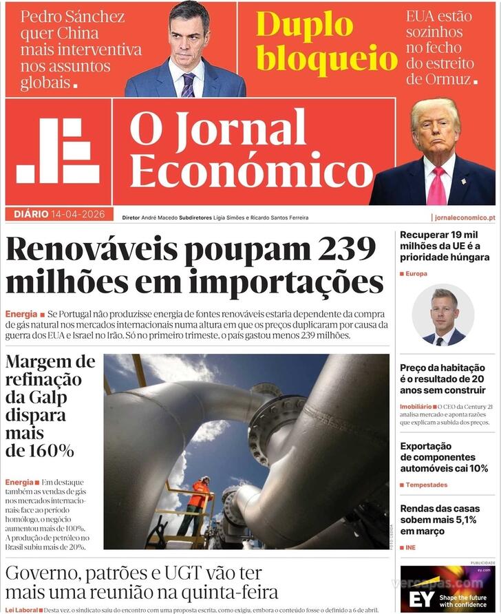 Capa Jornal Econ�mico - 2026-04-14