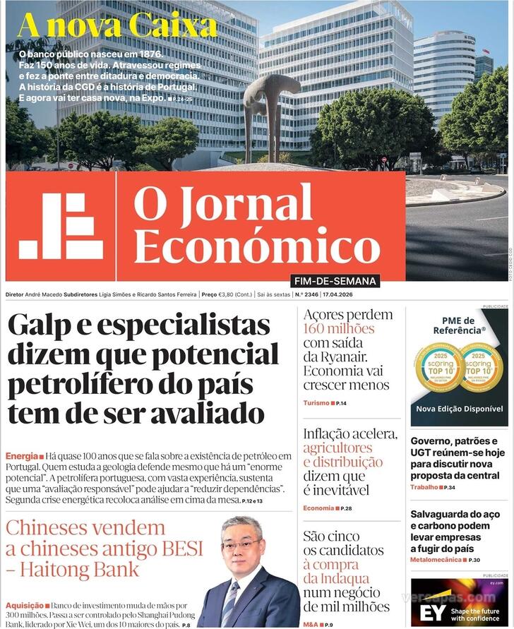 Capa Jornal Econ�mico - 2026-04-17