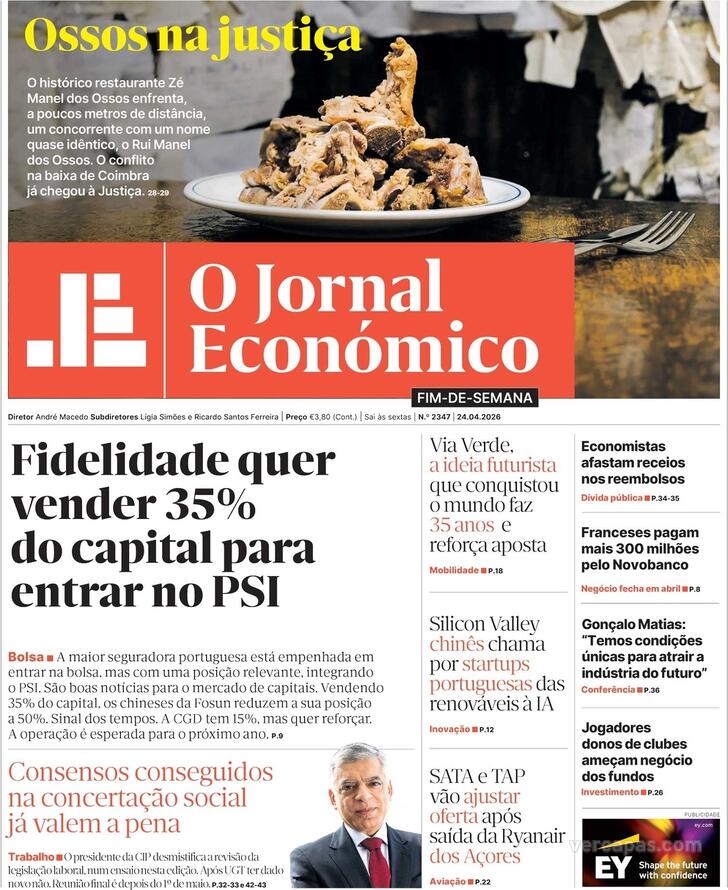Capa Jornal Econ�mico - 2026-04-24