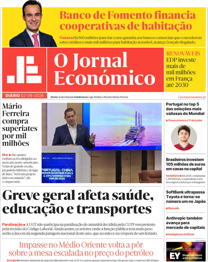Capa Jornal Econ�mico - 2026-06-02