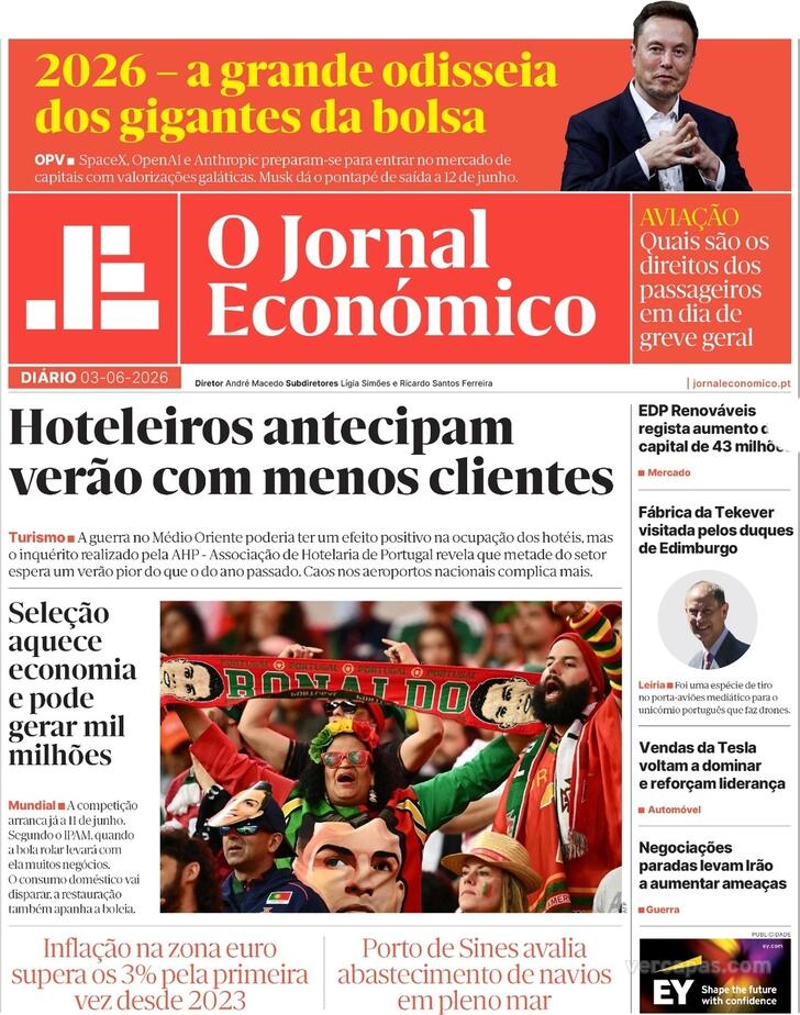 Capa Jornal Econ�mico - 2026-06-03