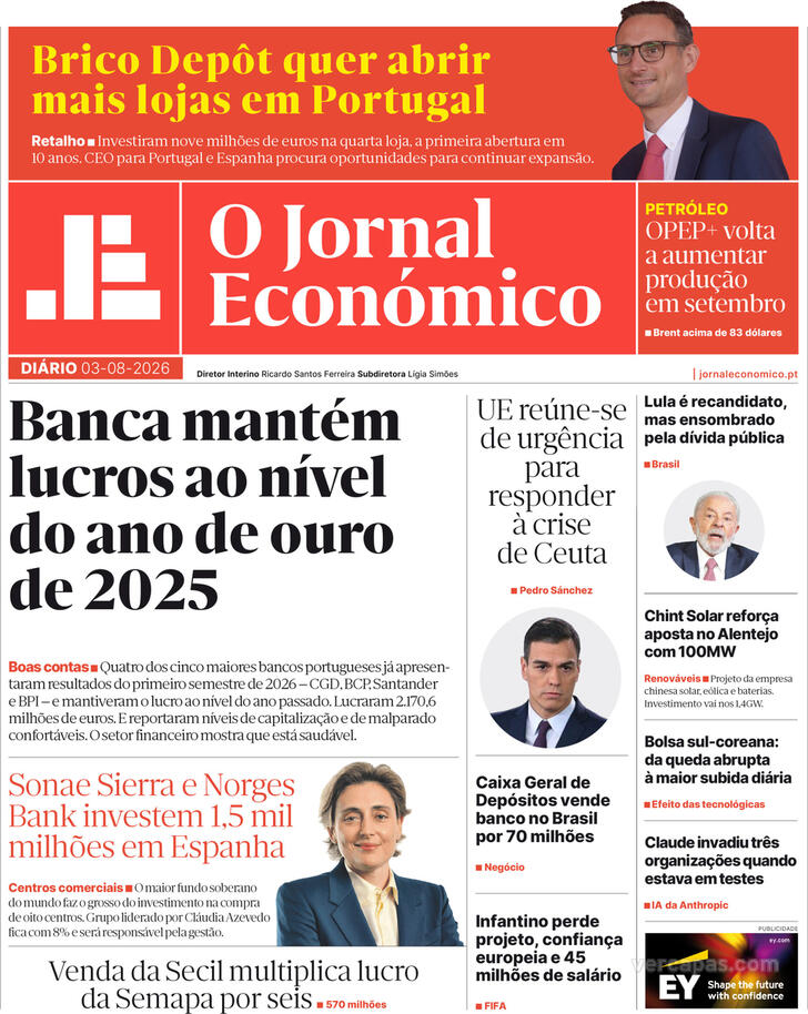 Capa Jornal Econ�mico - 2026-08-03