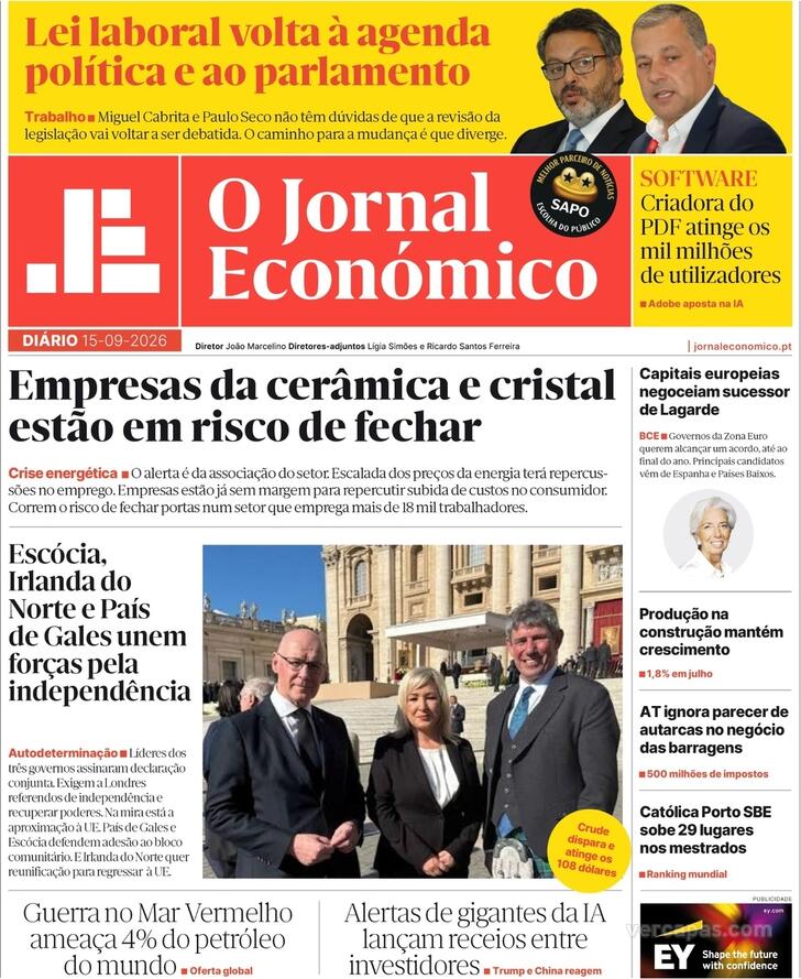 Capa Jornal Econ�mico - 2026-09-15