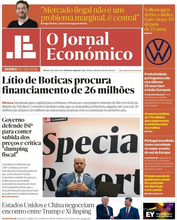 Capa Jornal Econ�mico - 2026-09-22