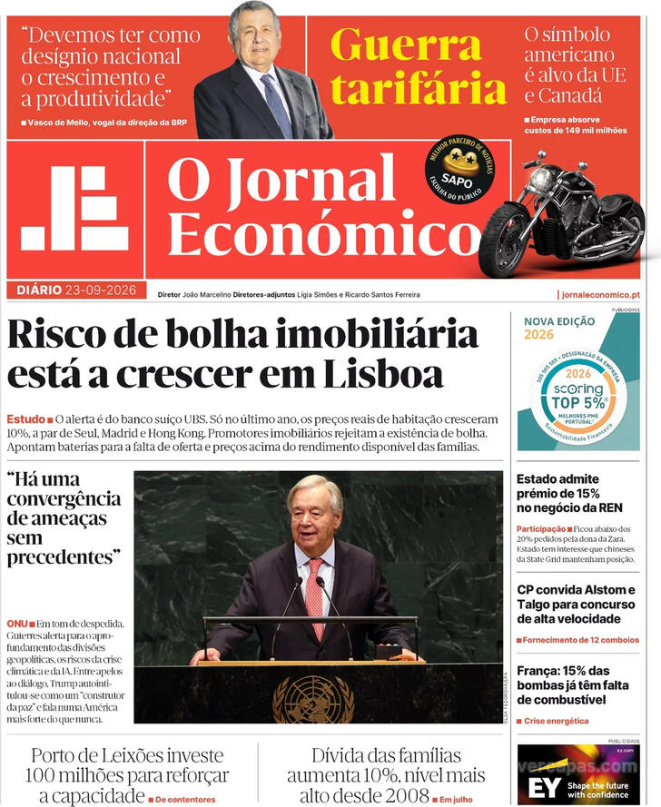 Capa Jornal Econ�mico - 2026-09-23