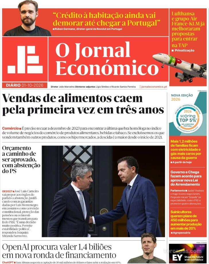 Capa Jornal Econ�mico - 2026-10-01