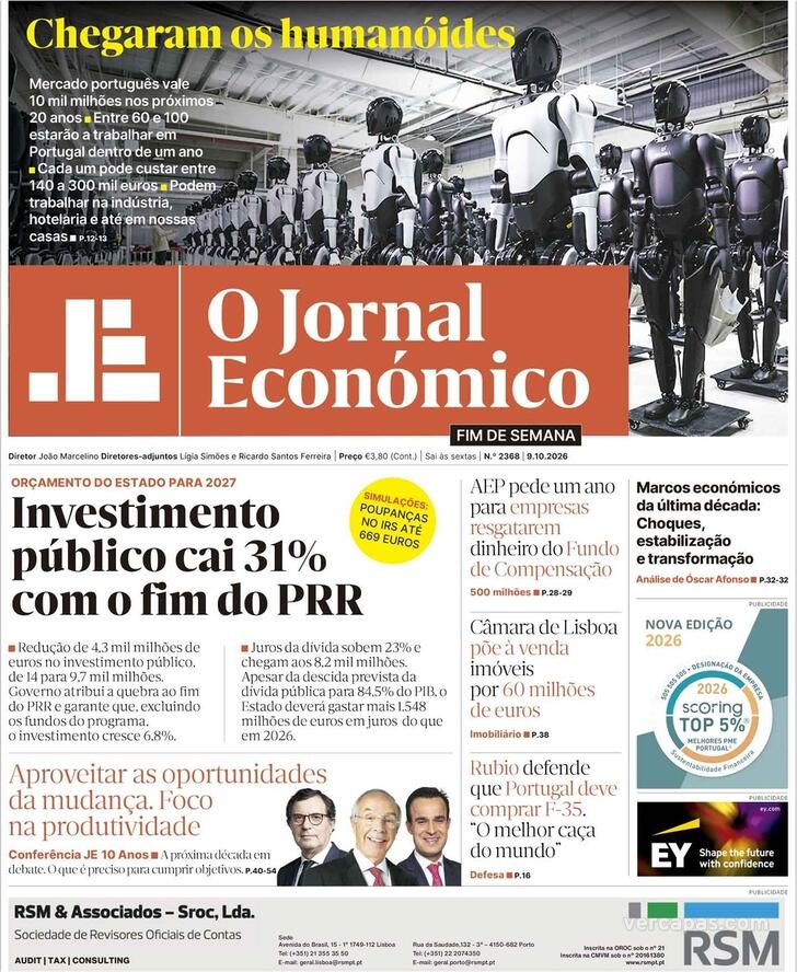 Capa Jornal Econ�mico - 2026-10-09