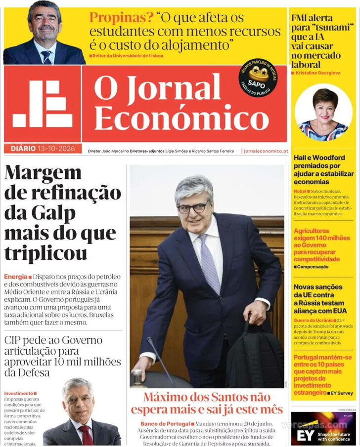 Capa Jornal Econ�mico - 2026-10-13