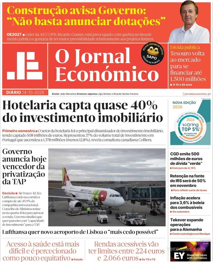 Capa Jornal Econ�mico - 2026-10-14