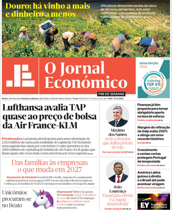 Capa Jornal Econ�mico - 2026-10-16