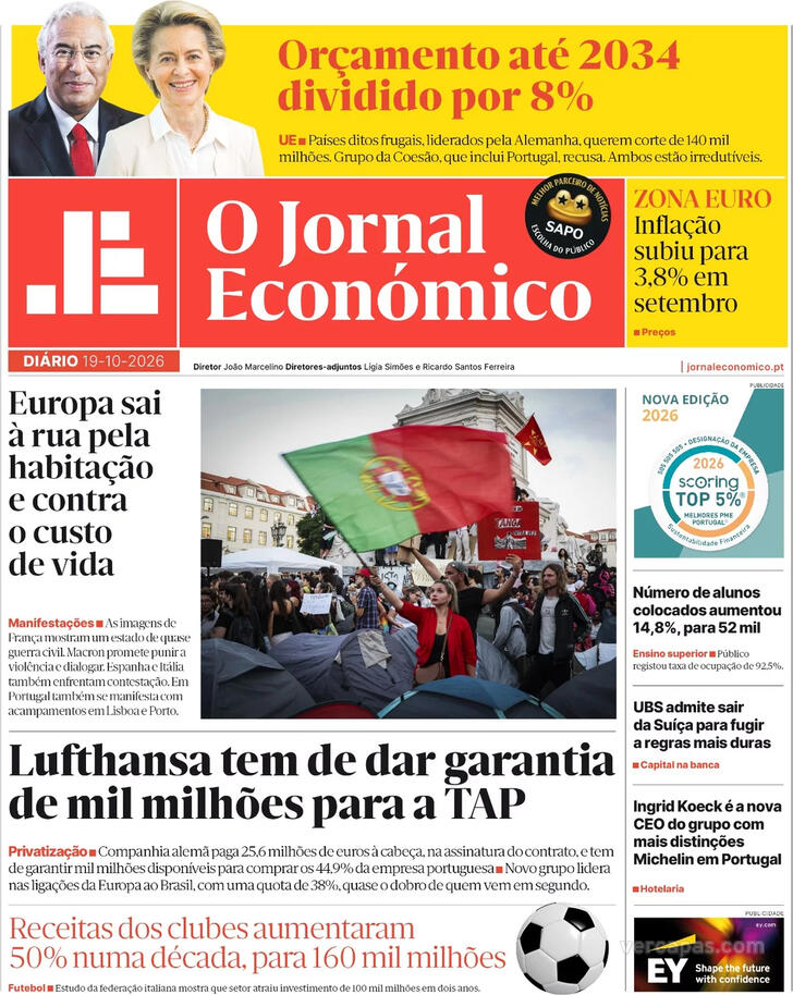 Capa Jornal Econ�mico - 2026-10-19