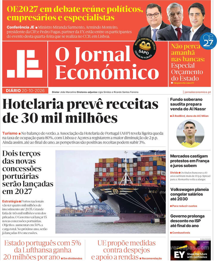 Capa Jornal Econ�mico - 2026-10-20