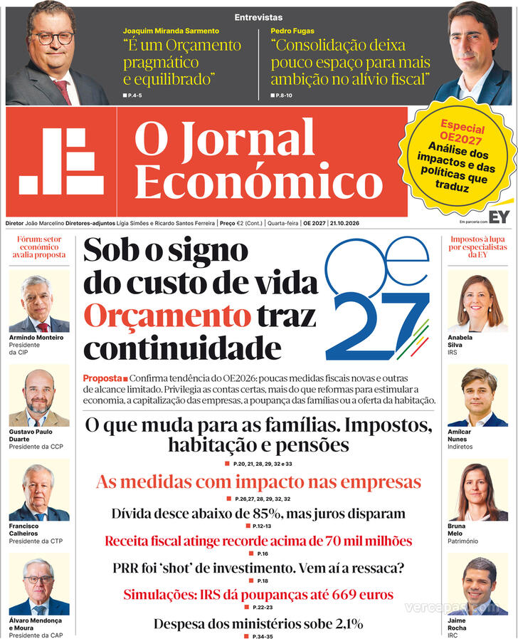 Capa Jornal Econ�mico - 2026-10-21