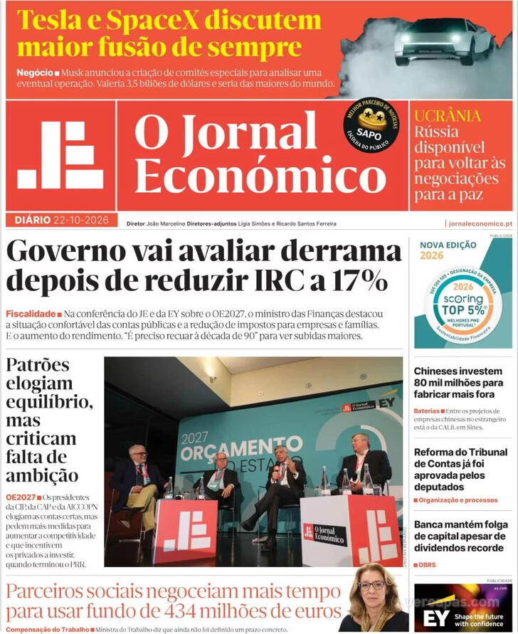 Capa Jornal Econ�mico - 2026-10-22