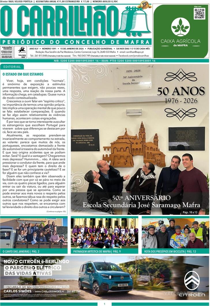 Capa Jornal O Carrilh�o - 2026-01-15